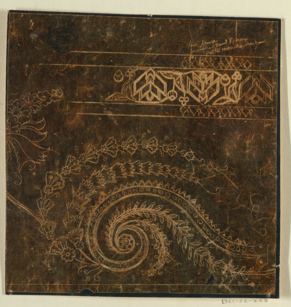 İşlemeli Bordür Motifi için Tasarım, Bitmemiş by Unknown artist