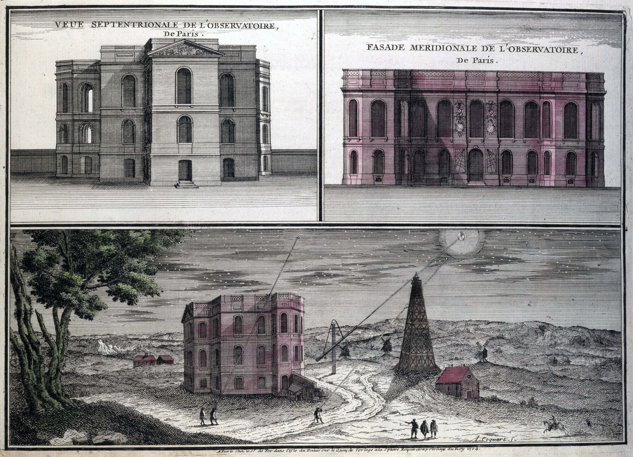 1700'de Paris'in astronomik gözlemevinin farklı görünümleri. by Unknown artist