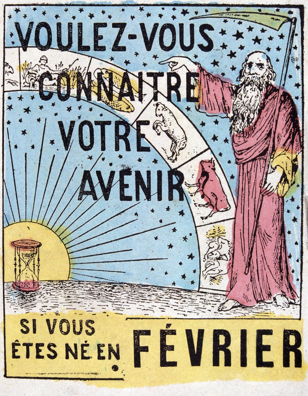 Geleceğini bilmek ister misin? : Nostradamus. 19. yüzyıl astrolojik reklam etiketi by Unknown artist