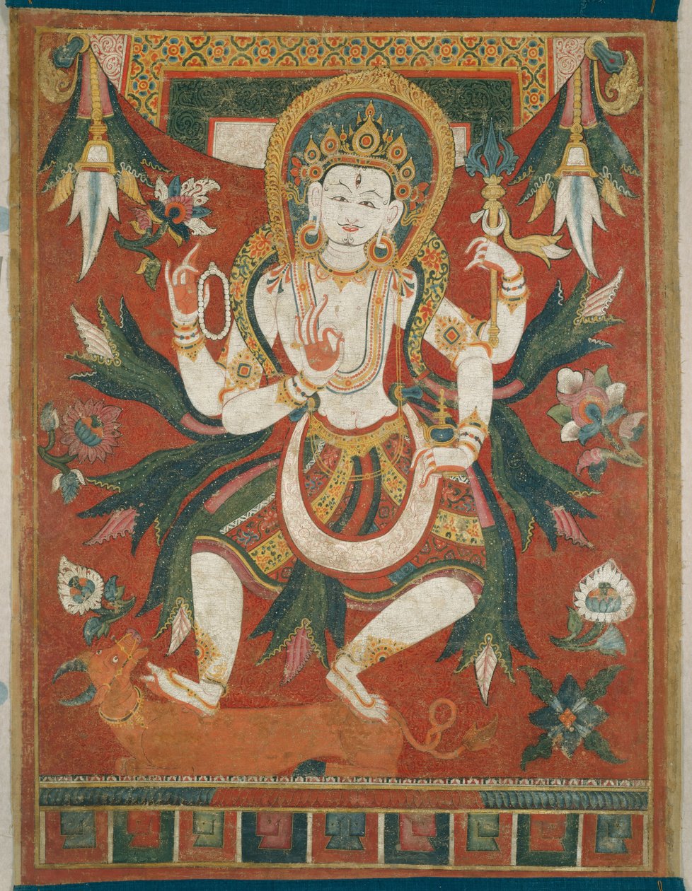 Tanrı Shiva ile Çift Taraflı Boyalı Afiş (Paubha) by Unknown artist