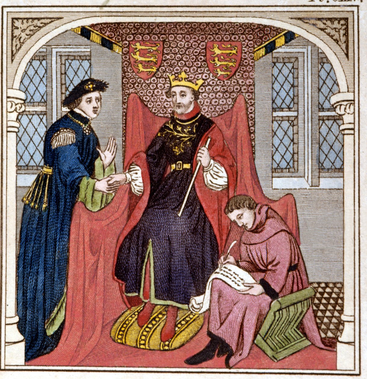 Edward III (1312 - 1377) Flanders Kontu Guy'ı aldı. 18. yüzyılın sonundan gravür. İncil. di Brera, Milano. by Unknown artist