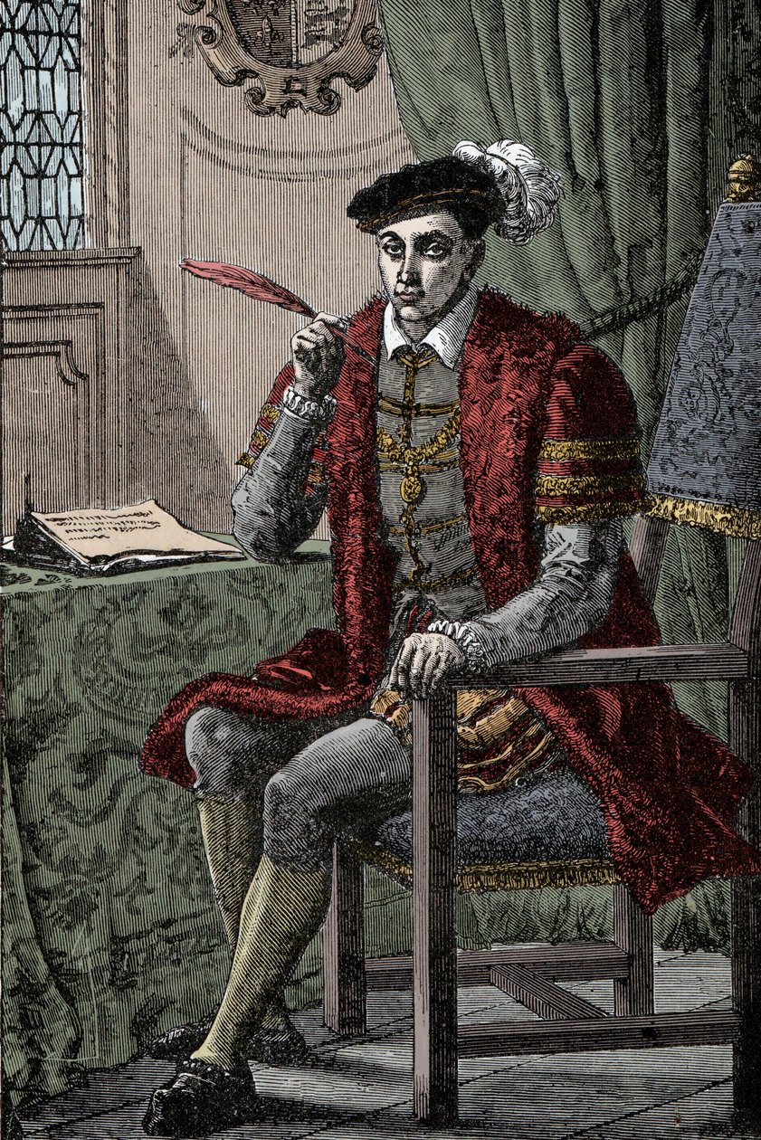 Edward VI Günlüğünü Yazıyor - Kral Edward VI (1537-1553) Günlüğünü Yazıyor by Unknown artist