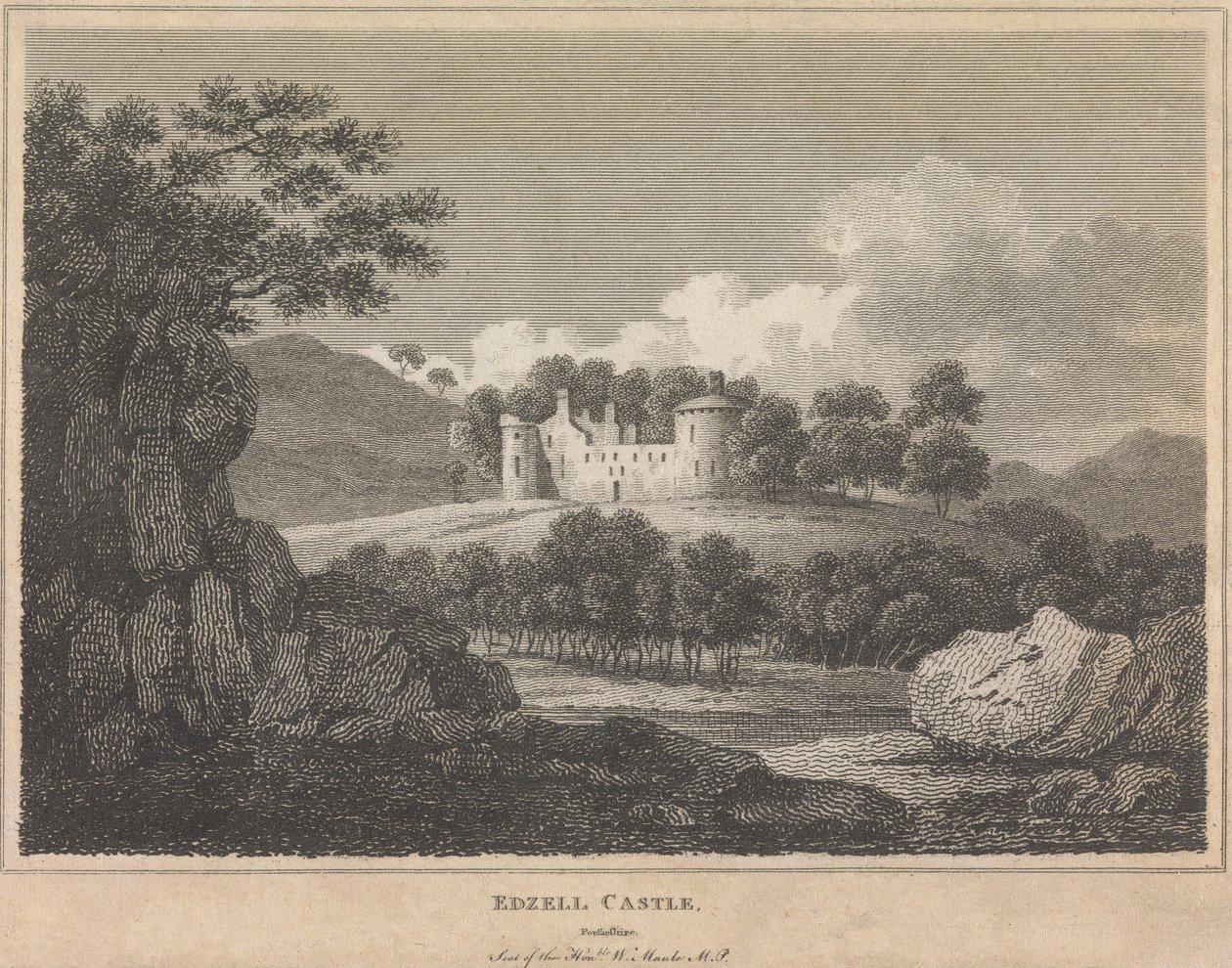 Edzell Kalesi, [Forfarshire?]; sayfa 101 (Birinci Cilt) by Unknown artist