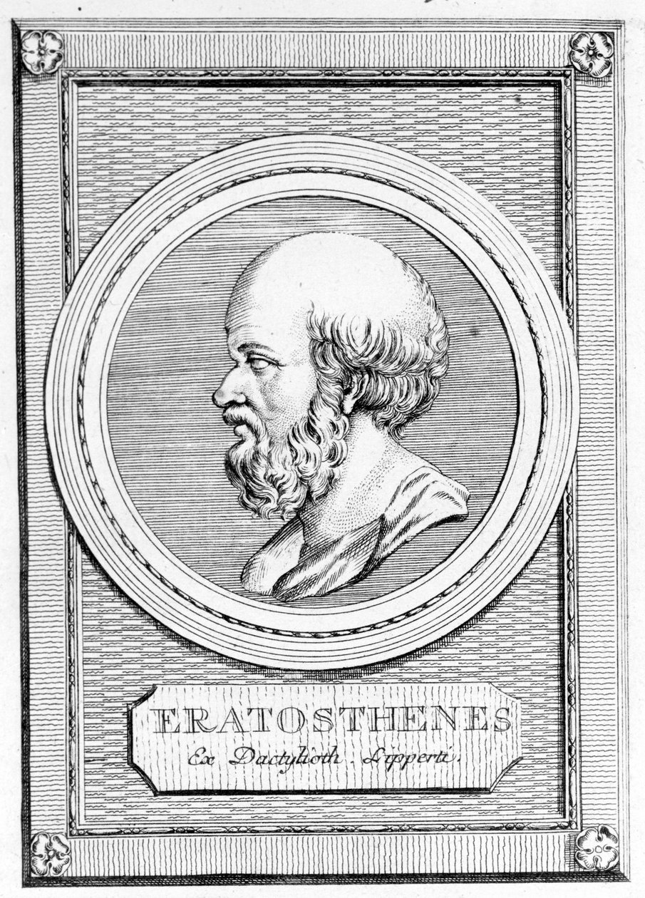 Eratosthenes (MÖ 275 - MÖ 195) matematikçi, astronom, coğrafyacı ve şair. Sonradan bir portre: “Antik Yunanlılar ve Romalılar Galerisi”, cilt. II. Poschiavo 1784. by Unknown artist