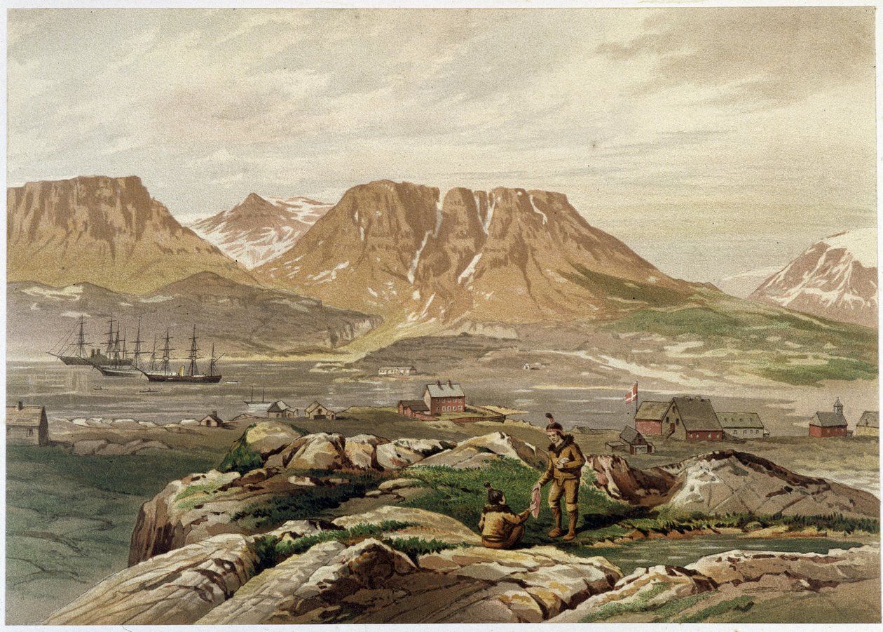 Eskimolar ve yerleşim - Dr. Edward Moos, Marcus Nard & Co, Londra tarafından “Kutup denizinin kıyıları, bir Arktik keşif anlatımı”nda by Unknown artist