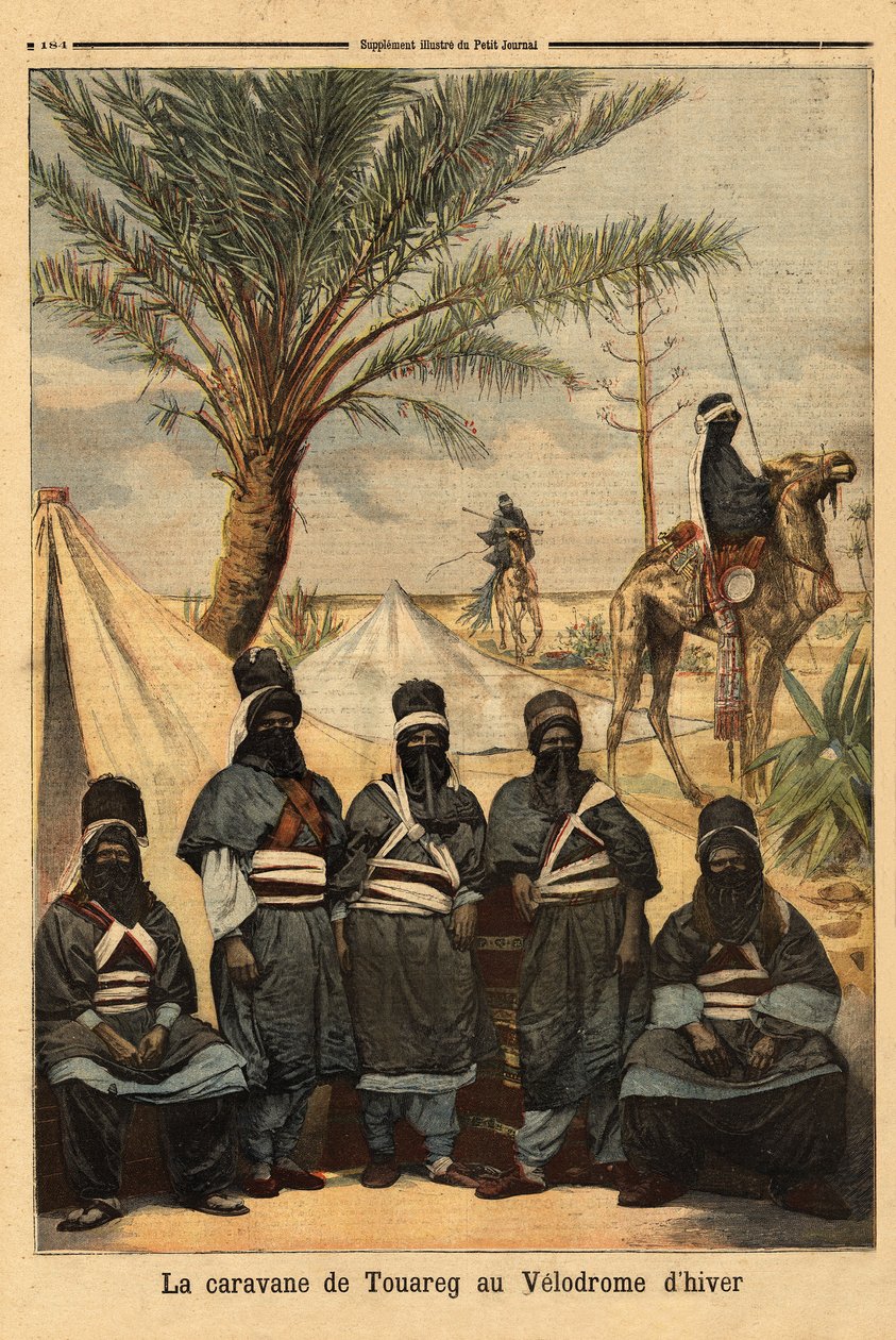 Touareg kervanının kış velodromunda sergilenmesi. “” Le petit dergide” gravür” 4/06/1894. Selva