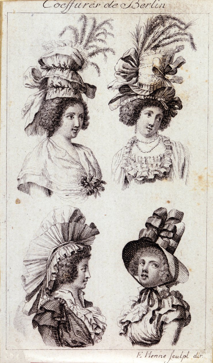 18. yüzyıl modası: Berlinli kadınların şapkaları. 1793