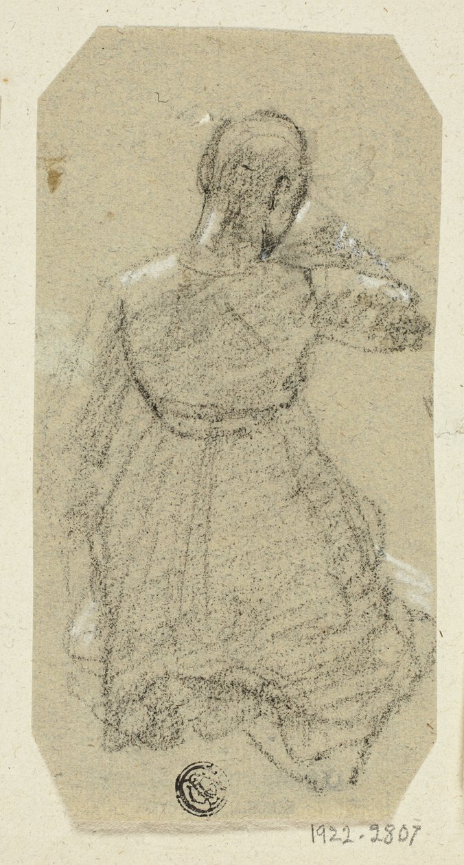 Diz Çökmüş Kadın Figürü, Arkadan Görünüyor by Unknown artist