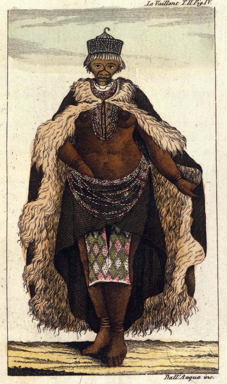 Güney Afrikalı Hottentots kabilesinin kadın üyesi, 1820 gravürü. by Unknown artist
