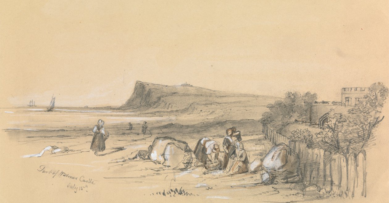 Uzaktaki Walmer Kalesi ile Sahildeki Figürler by Unknown artist
