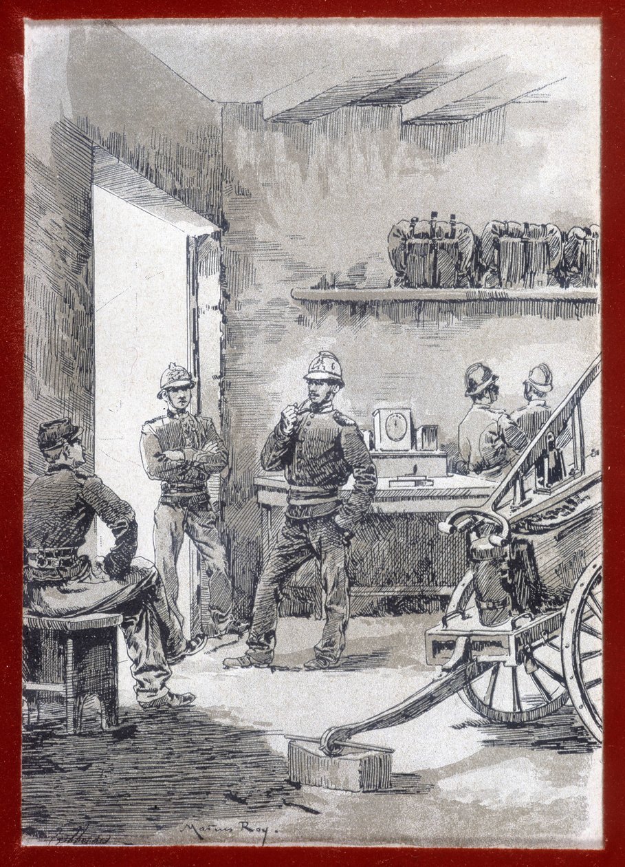 Kışladaki itfaiyeciler: kasaba karakolu - n.d by Unknown artist