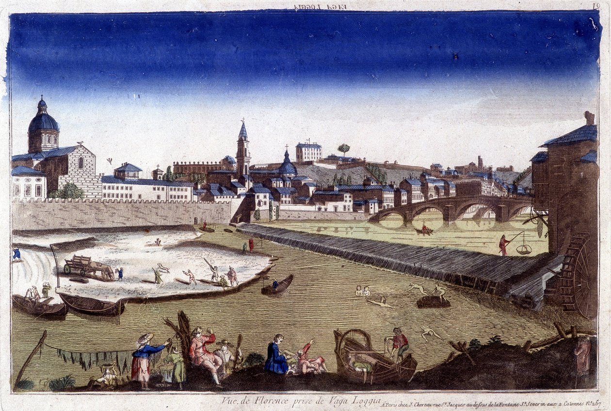 18. yüzyılda Floransa ve Arno nehri. by Unknown artist