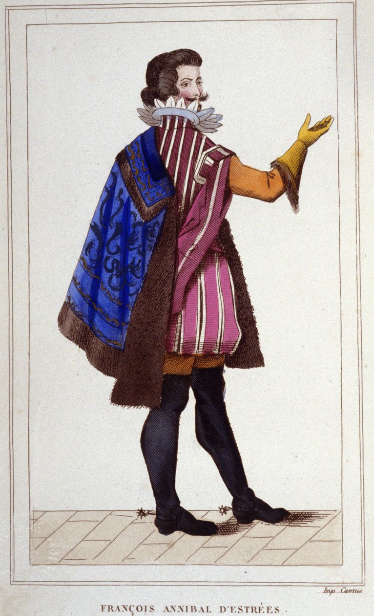 François Annibal d'Estrées (1573-1670), Fransa Mareşali. 1619'dan 1624'e kadar Roma'nın büyükelçisiydi, 1830'dan itibaren Gravür. by Unknown artist