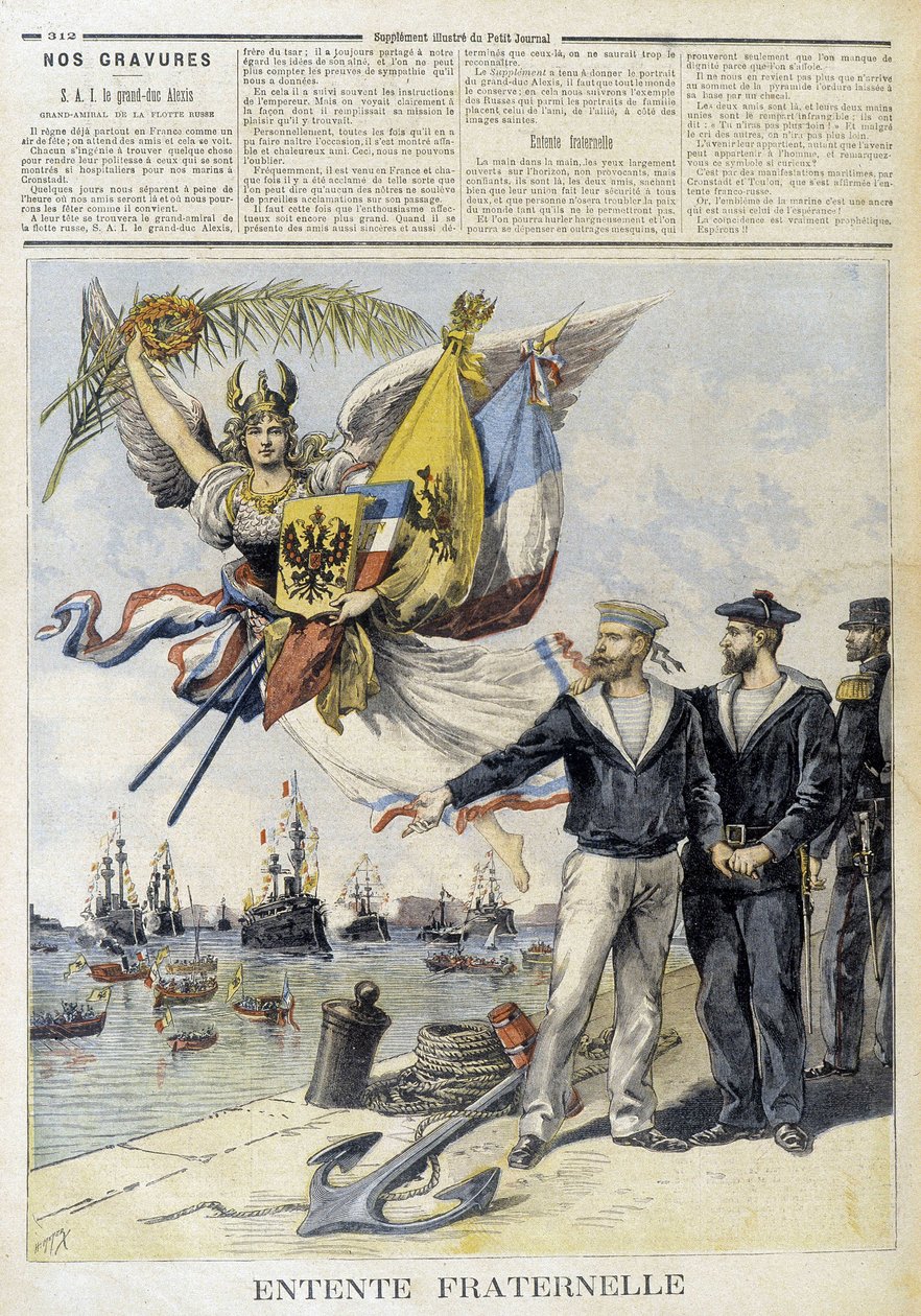 Kardeş İtilaf (Fransız-Rus İtilafının alegorik görüntüsü) - “” Le Petité Journal” da by Unknown artist