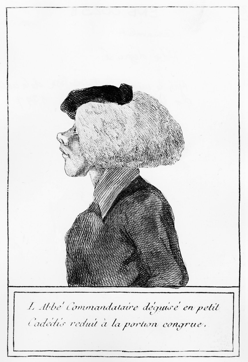 Fransız Devrimi: Ulusa din adamlarının mülkiyetinin sağlanmasından sonra, kılık değiştirmiş bir başrahipin temsili - gravür by Unknown artist