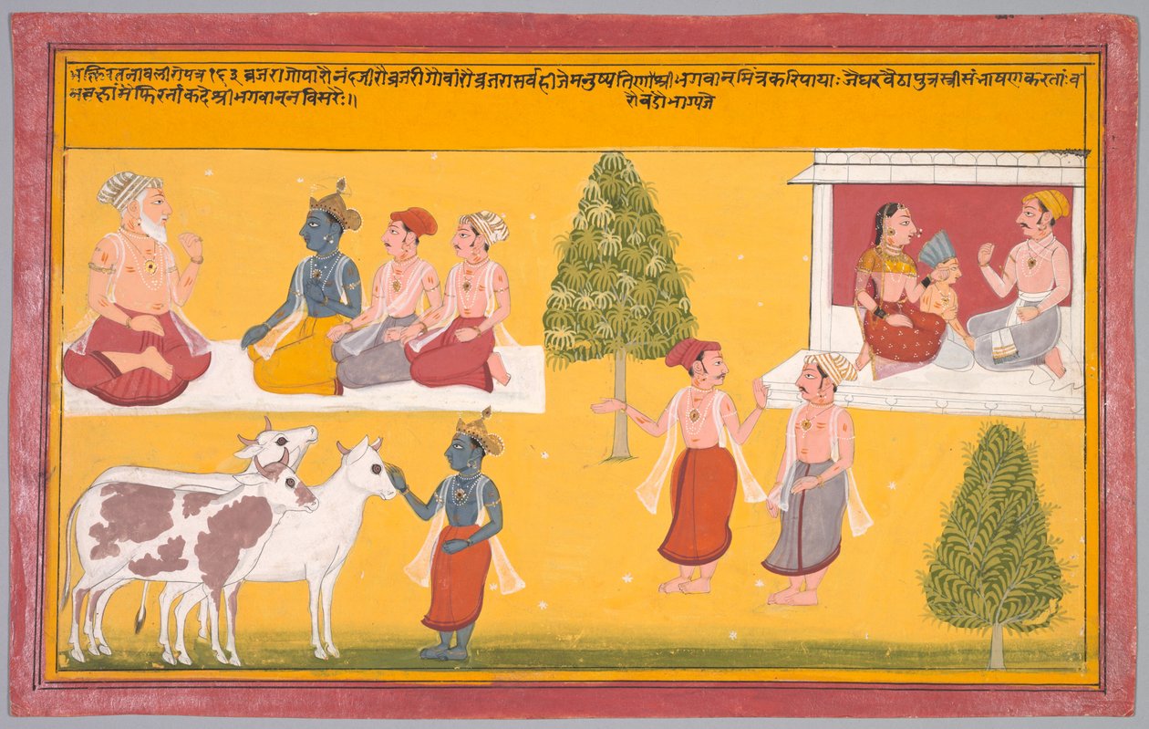 Krishna'nın Dostları, Vishnu Puri'den bir Bhakti Ratnavali'den 163 numaralı yaprak by Unknown artist