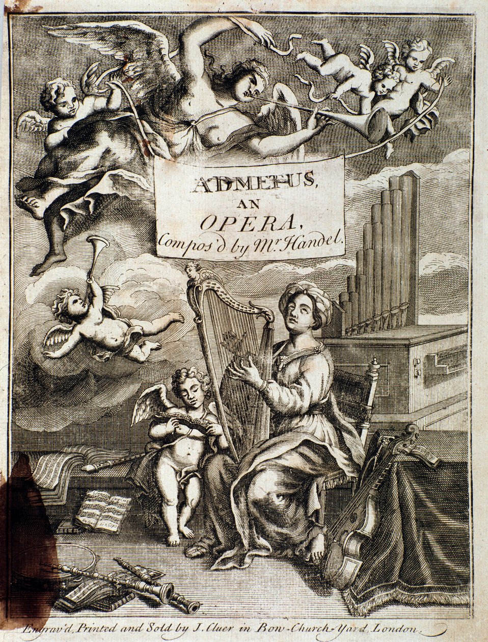 Georg Friedrich Handel (veya Handel) (1685-1759) tarafından bestelenen Admetus”” operasının ön sayfası”” Gravür. 18. yüzyıl. Bologna, sivil müze müziği by Unknown artist