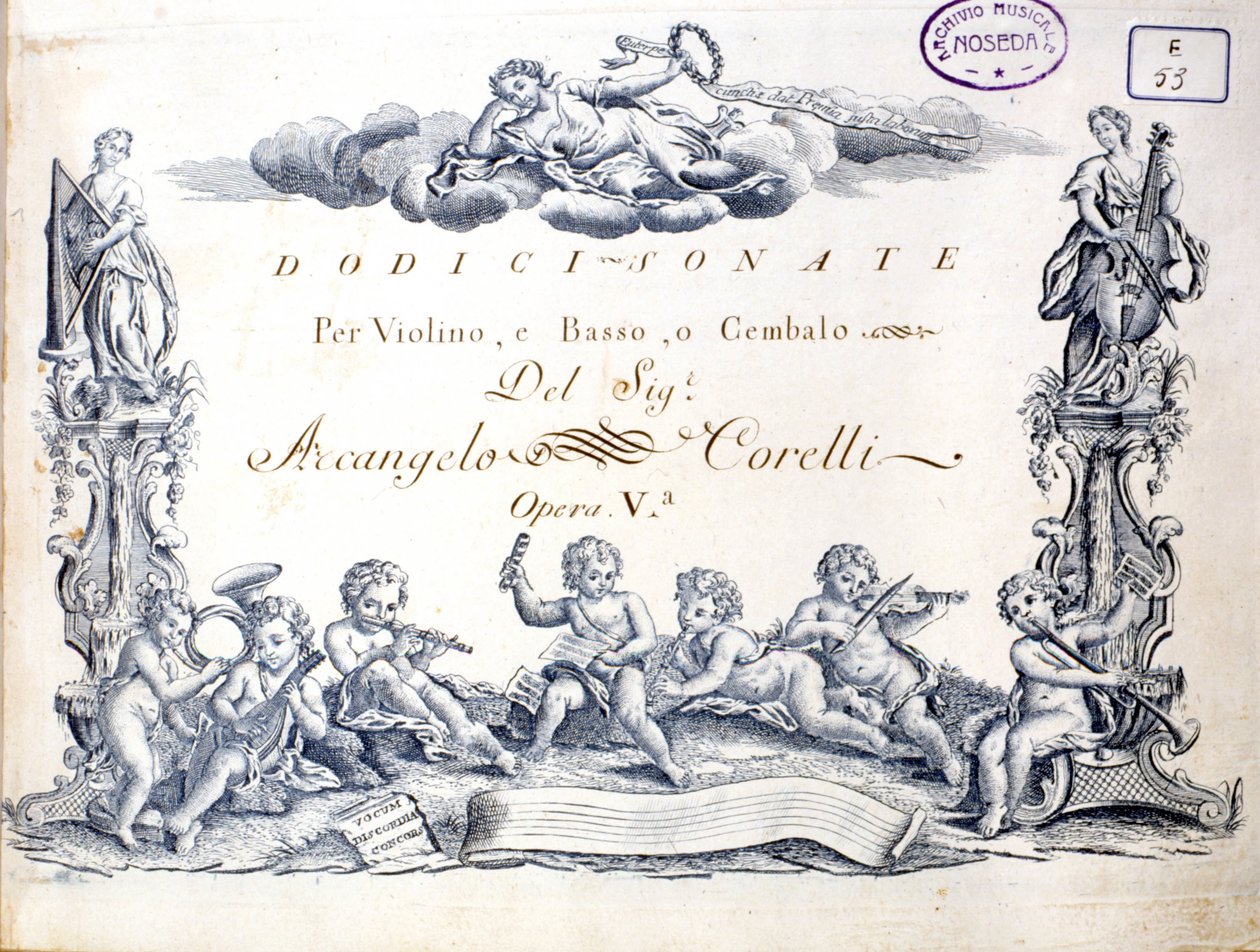 Arcangelo Corelli (1653 - 1713) tarafından keman, bas ve klavsen için 12 sonatın ön yüzü. by Unknown artist