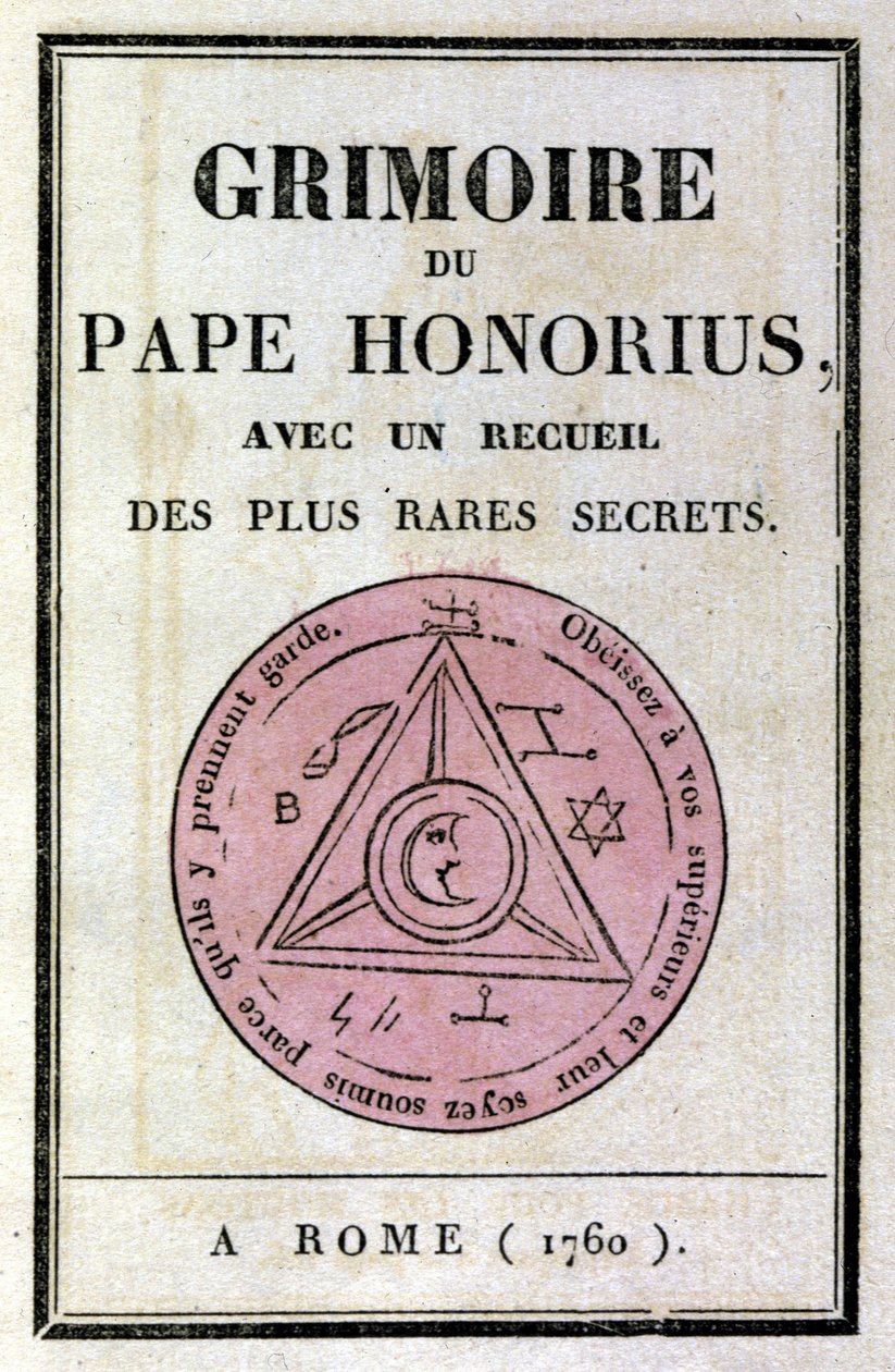 Papa Honorius'un büyü kitabının ön yüzü iblisleri çağırmak için kullanılırdı. by Unknown artist