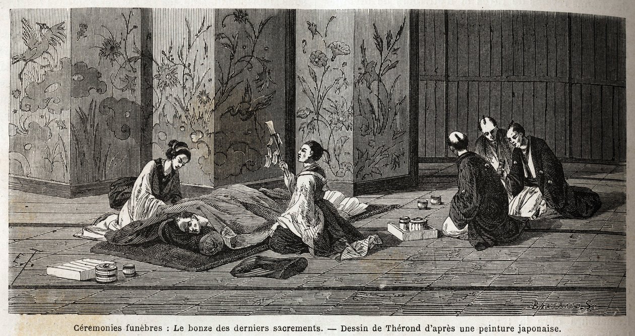 Cenaze törenleri: son ayinlerin keşişi. Edouar başkanlığında yayınlanan “Le tour du monde, nouveau dergi des voyages” da İsviçre Konfederasyonu bakanı Aime Humbert tarafından 1863-1864