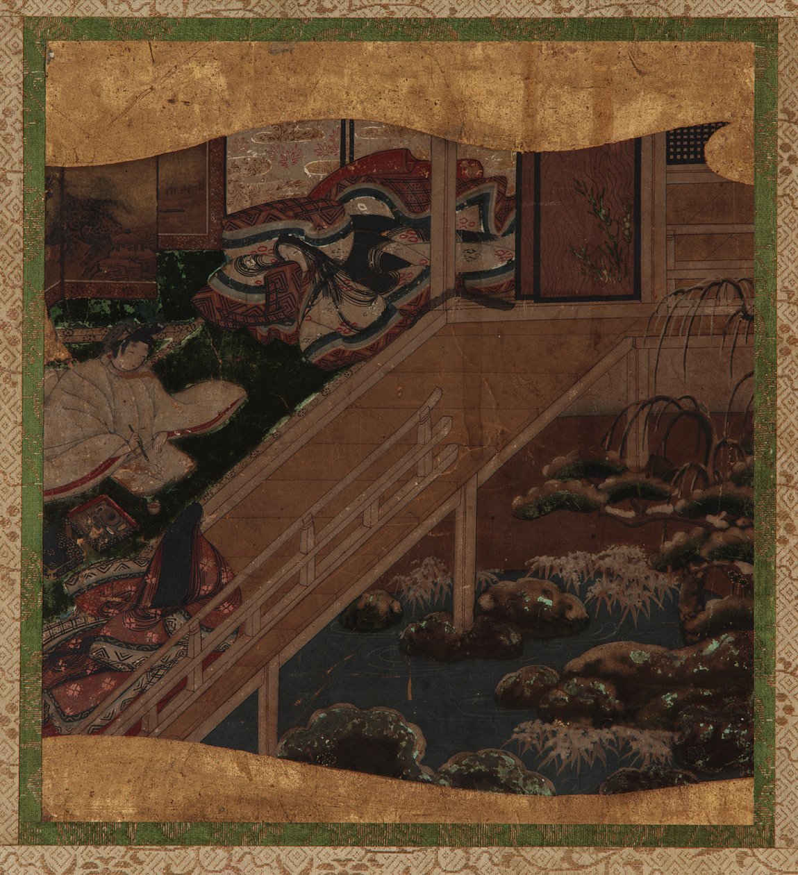 Bahçe ve iç mekan: bir bayanın portresini yapan bir sanatçı by Unknown artist