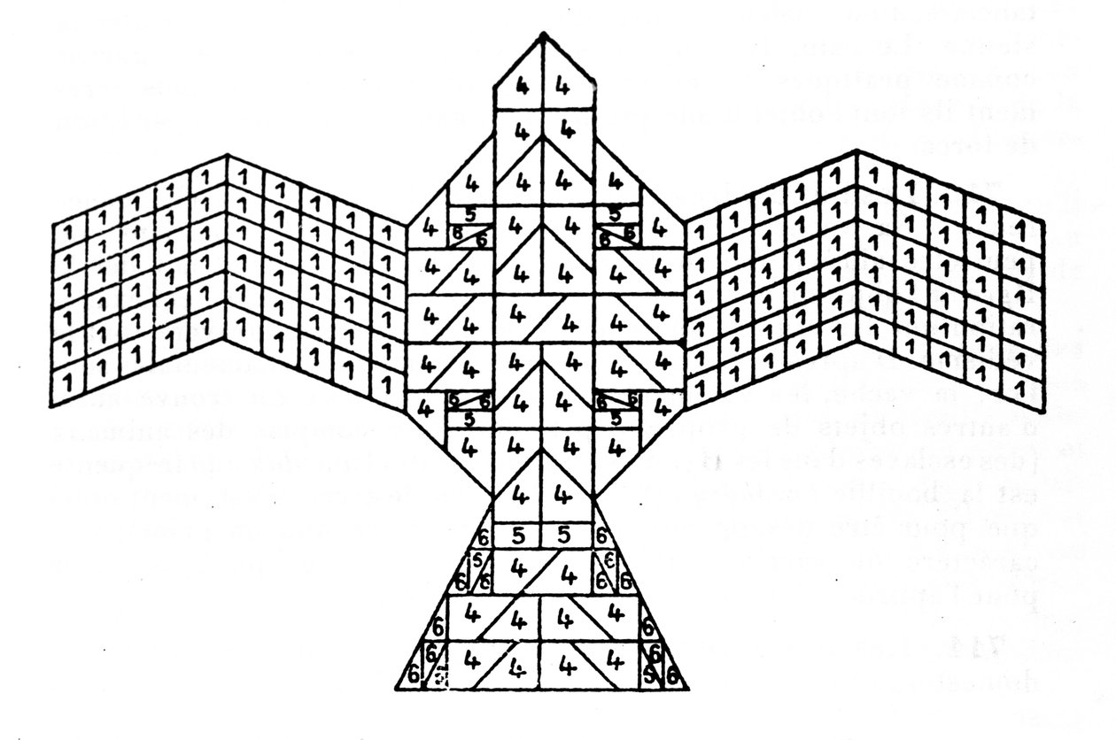 Sulbasutraların Geometrisi: şahin şeklindeki ateş sunağının planı. Hindistan