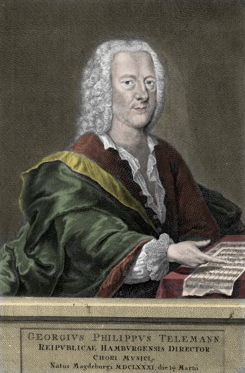 Georg Philipp Telemann (1681-1767), Alman besteci. by Unknown artist