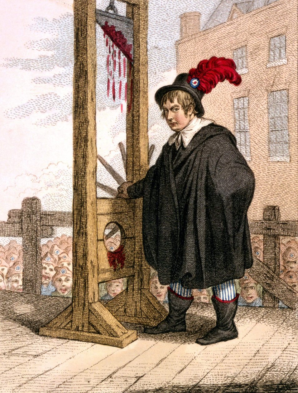 George Tierney, giyotinin yanında duran bir cellat gibi giyinmişti. by Unknown artist