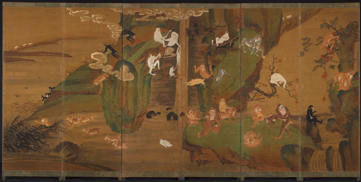Bir Manzaradaki Gibbons by Unknown artist