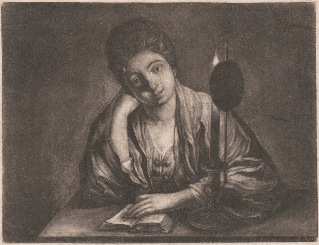 Mum Işığında Okuyan Kız by Unknown artist