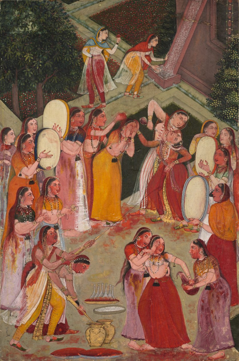Holi'de Birbirlerine Püskürten Kızlar by Unknown artist