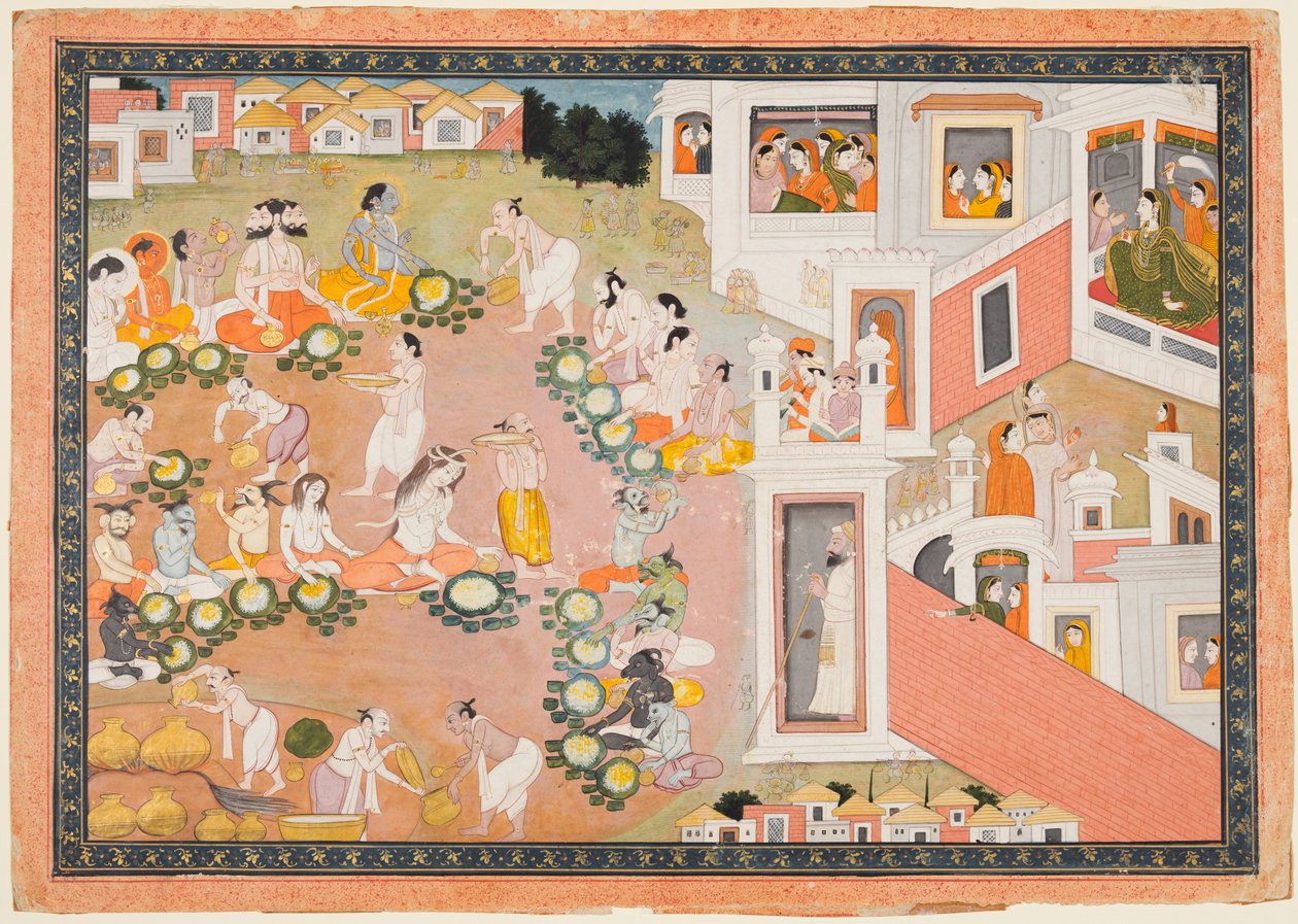 Ramayana'dan Rama'nın Doğuş Bayramında Tanrılar, Rishiler ve Şeytanlar by Unknown artist