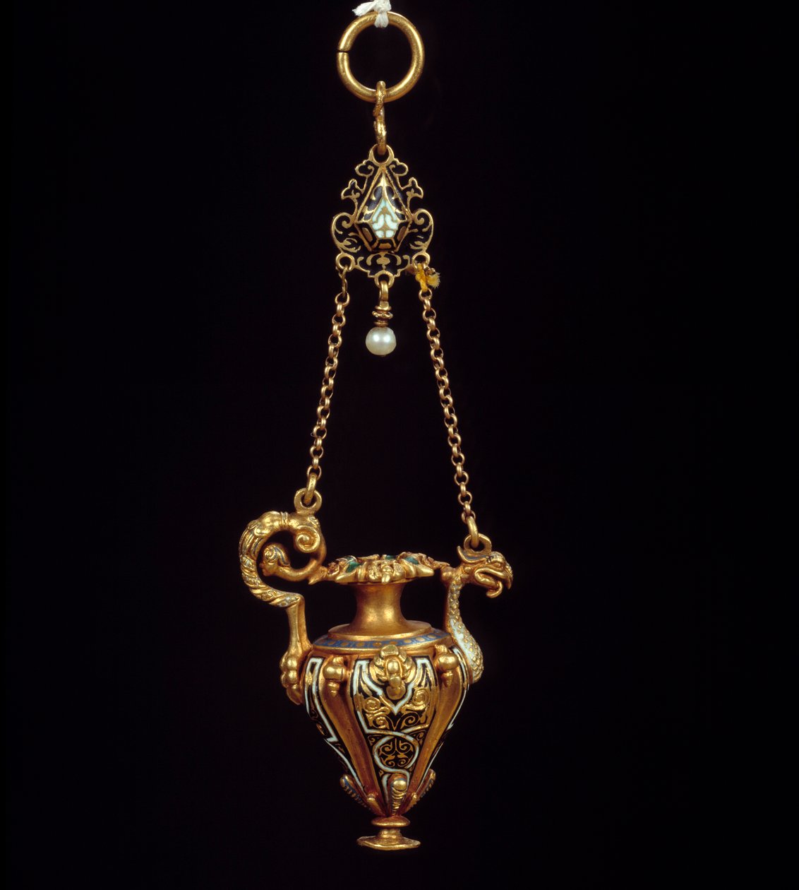 Vazo şeklinde altın emaye kolye. 1560 Paris, Louvre Müzesi by Unknown artist