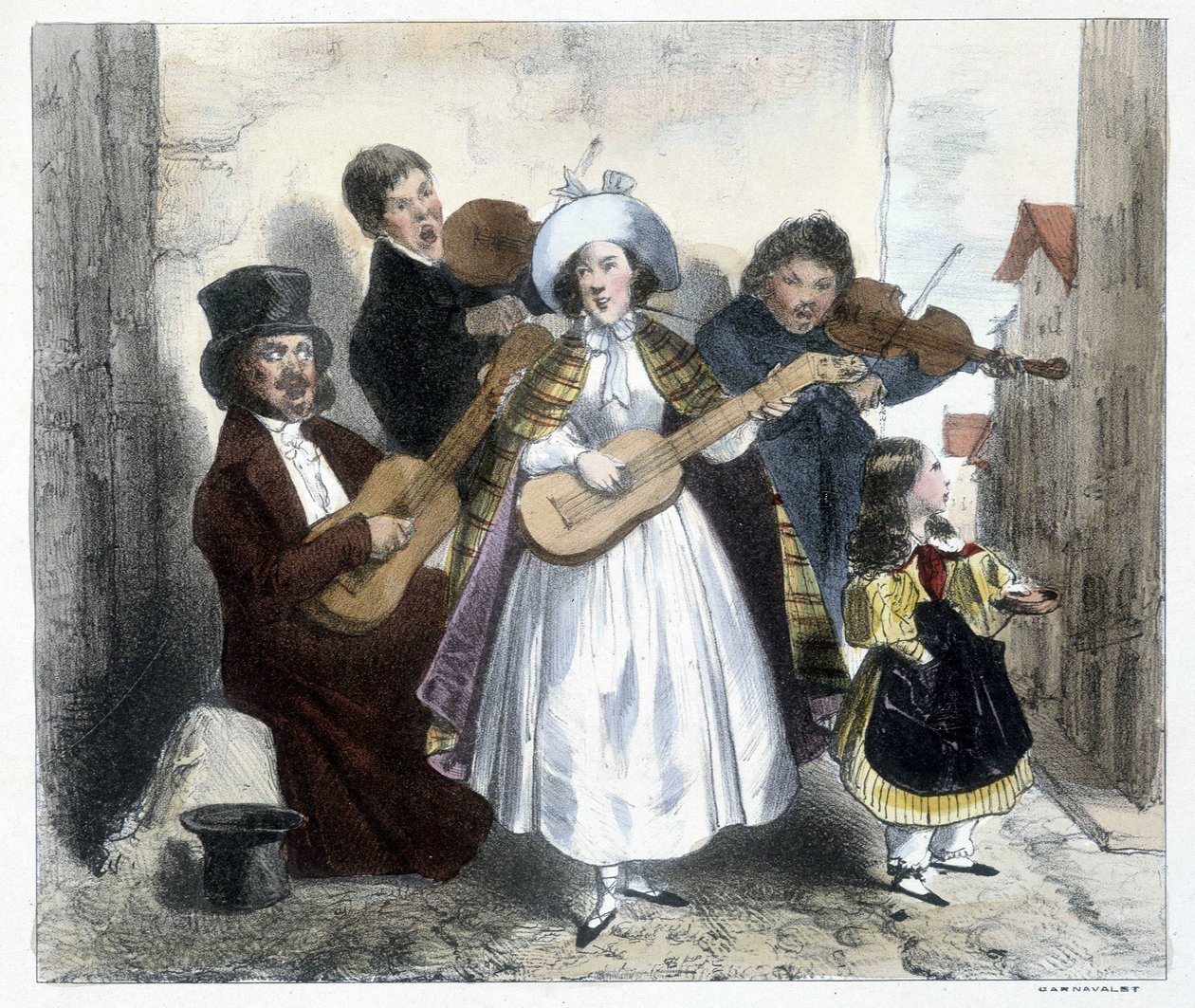19. yüzyılın sonlarında sokak müzisyenleri grubu by Unknown artist