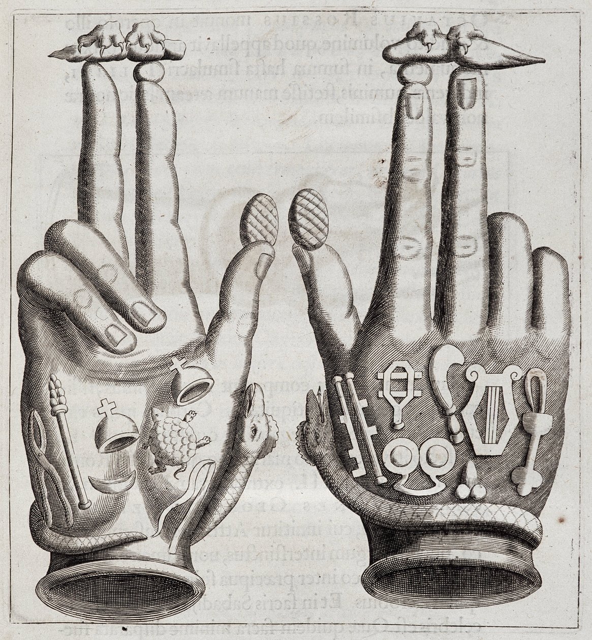 “Mensae Isiaca”da eller (Tanrıların Ulu Anası, mühürleri, mücevherleri, tılsımları ve bazı figürlerinin konuşması) by Unknown artist