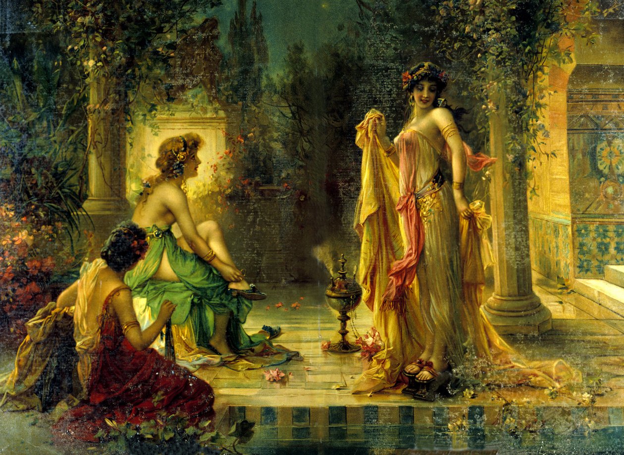 Harem sahnesi. 19. yüzyıl kromolitografisi. by Unknown artist