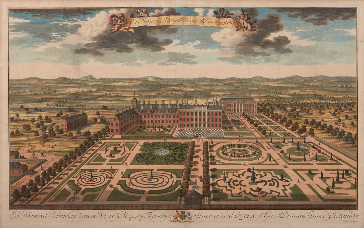 Kensington'daki Majesteleri Kraliyet Sarayı, 1707-14 dolayları (baskı) by Unknown artist