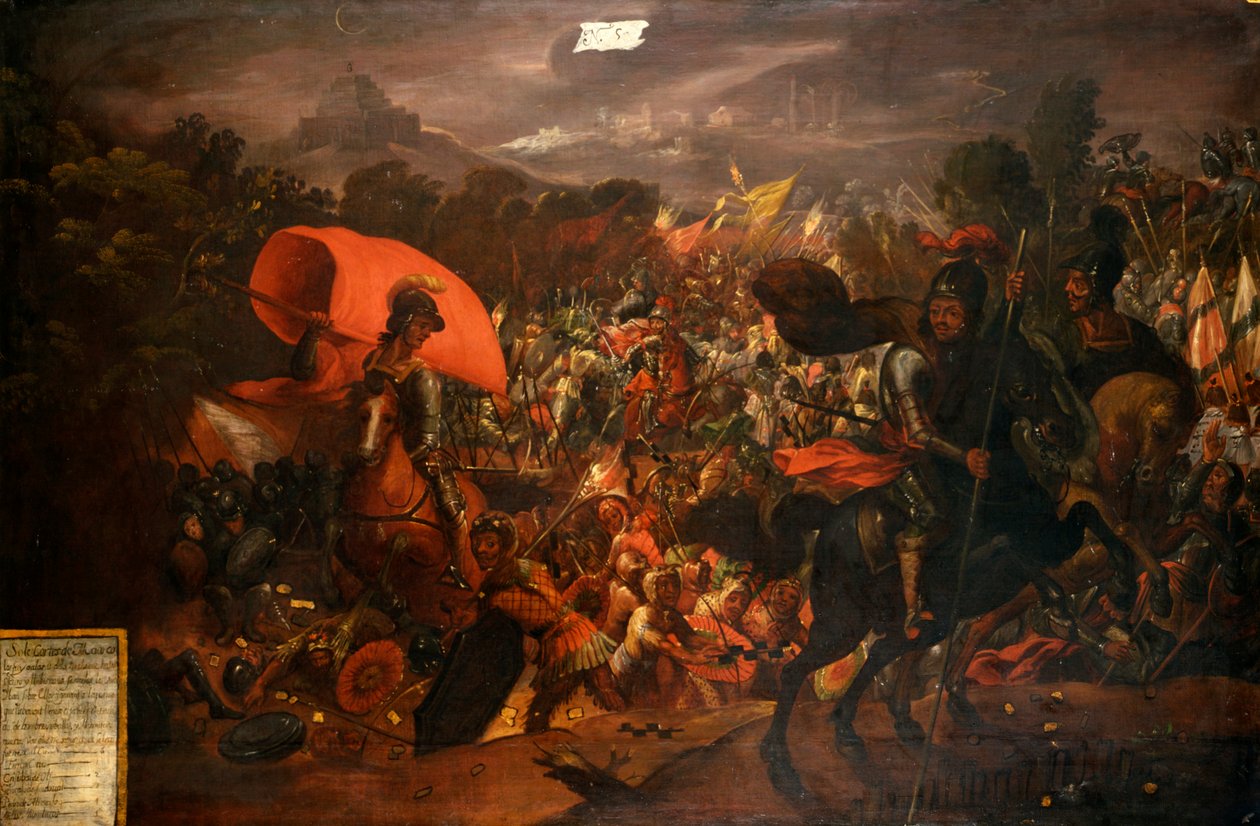 Hernan Cortes Aztek başkentinden kaçıyor by Unknown artist