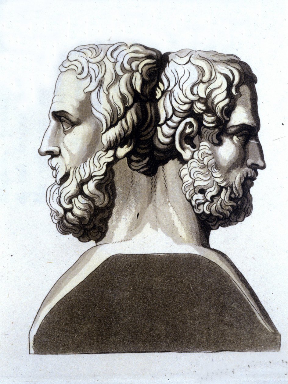 Herodot (MÖ 484 - MÖ 425), Yunan tarihçi ve Tucicide (Thucydides) (yaklaşık 465 MÖ 395), Yunan tarihçi. by Unknown artist