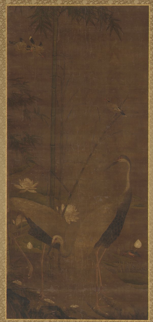 Balıkçıllar, Lotus ve Bambu by Unknown artist