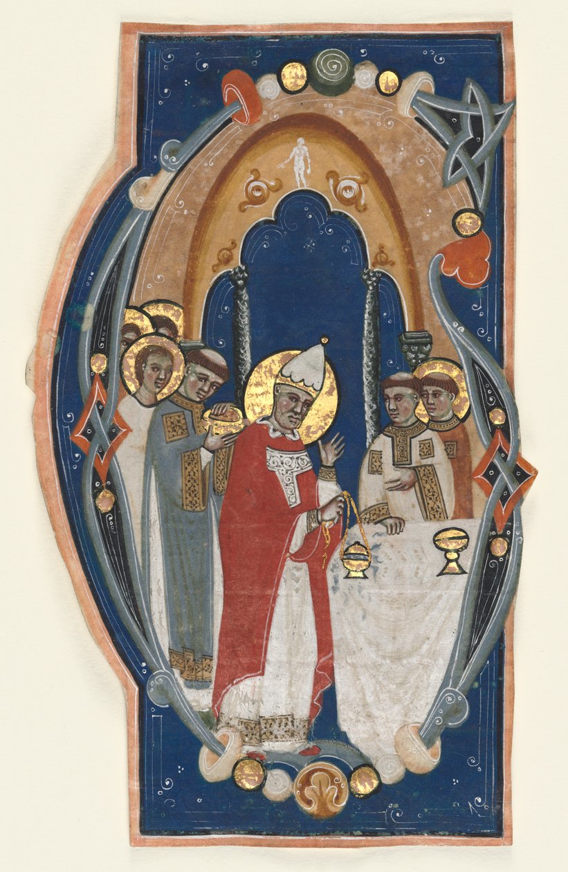 Bir Koro Kitabından Kesilmiş Tarihli İlk Harf (G): St. Gregory the Great Kutlama Ayini by Unknown artist