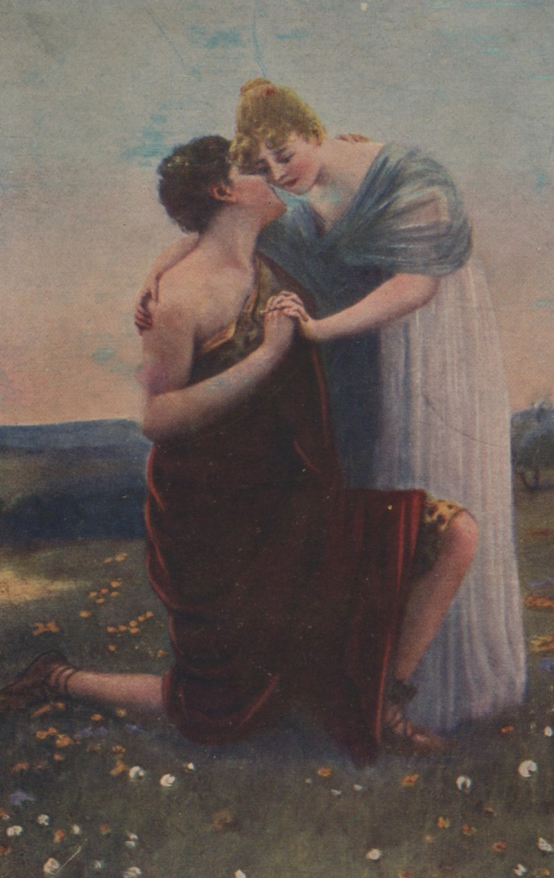 Tarihsel motifli tarihi tebrik kartı, Orta Çağ'ın kadın ve savaşçısı by Unknown artist
