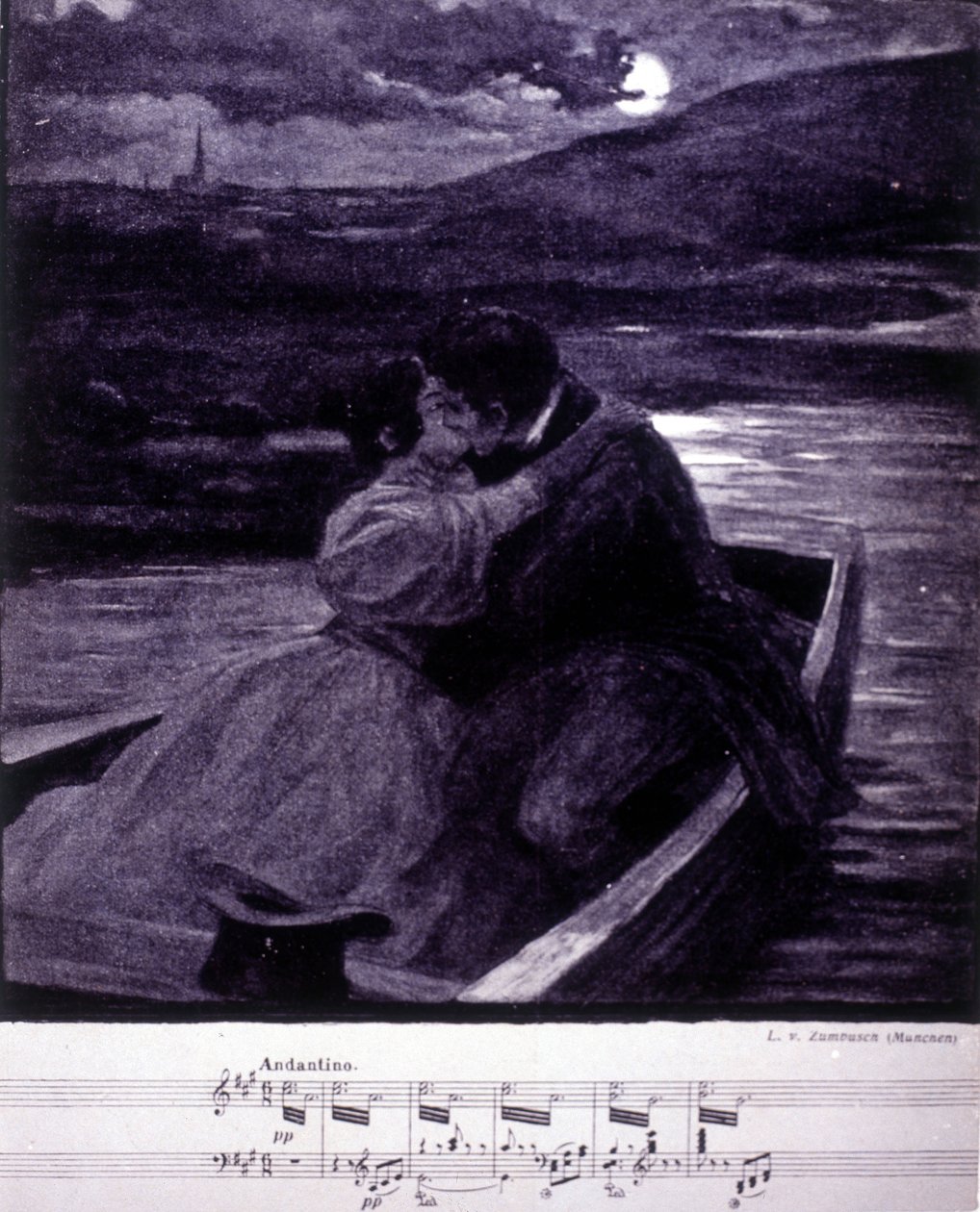 Avusturyalı orkestra şefi ve besteci Johann Strauss (1825-1899) tarafından Beau Danube Bleu için illüstrasyon. by Unknown artist