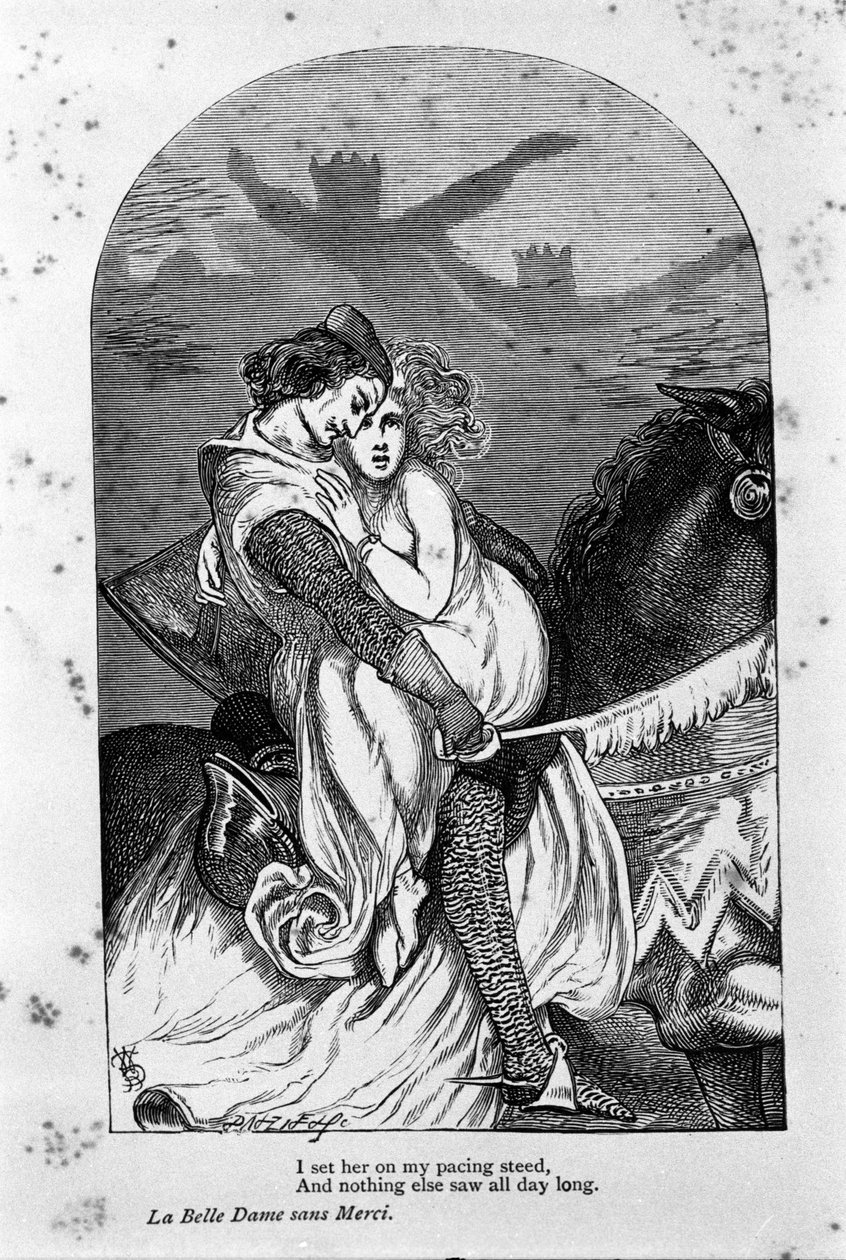 Şair John Keats (1795-1821) tarafından "merhametsiz güzel bayan" için illüstrasyon 19. yüzyıl by Unknown artist