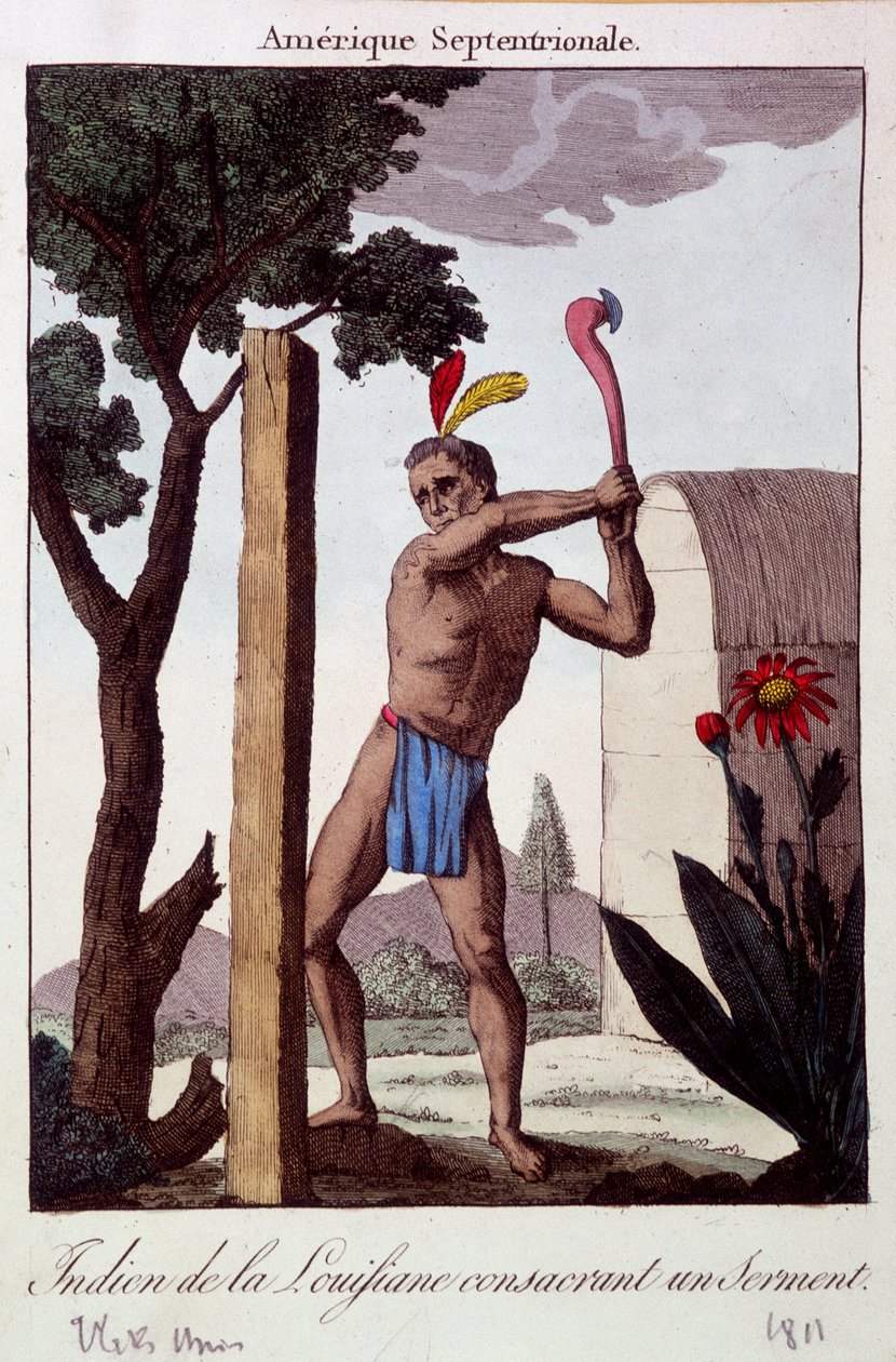 Louisiana Kızılderili bir yemin kutladı - gravür by Unknown artist