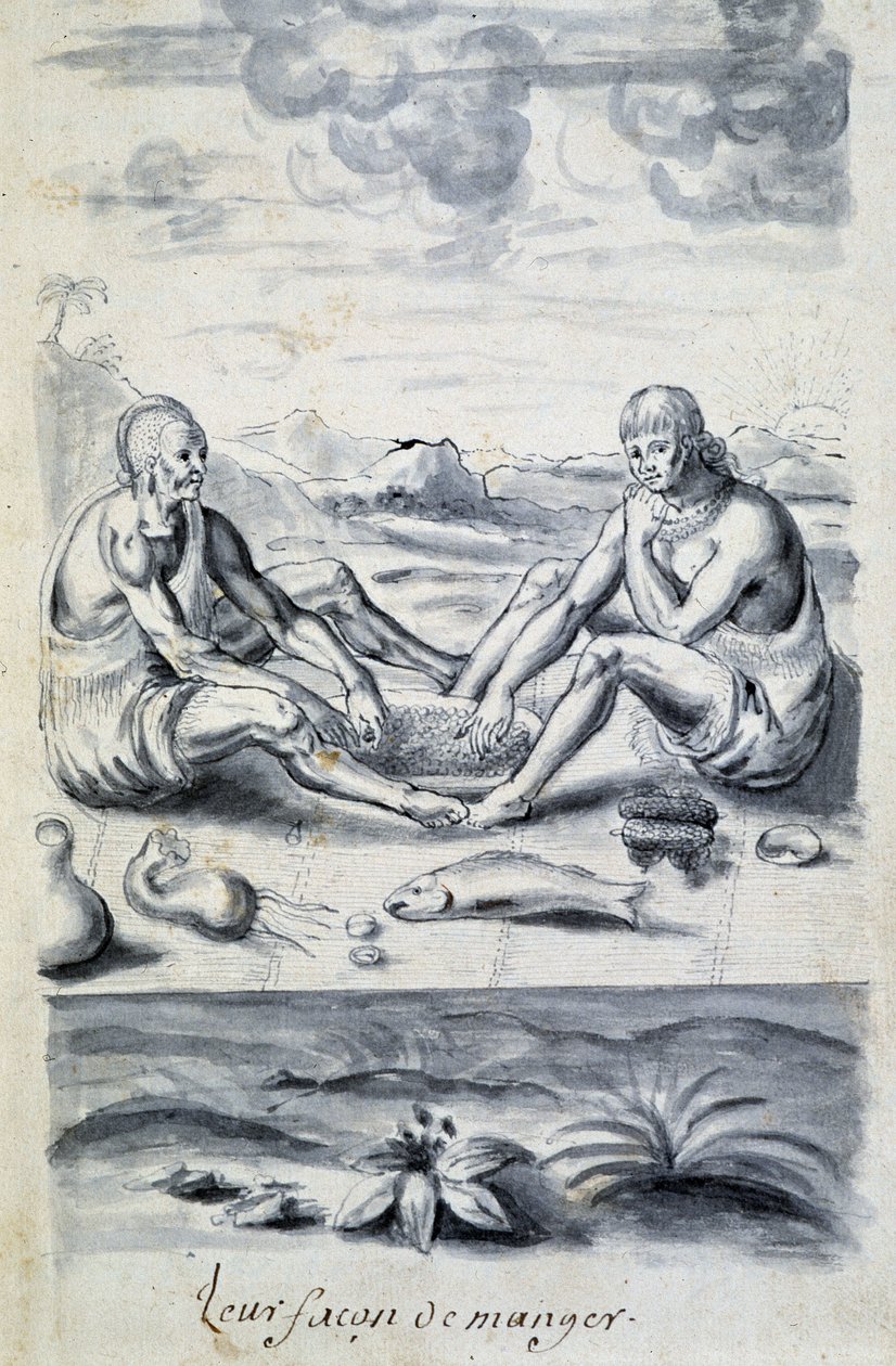 Kendilerini besleyen Kızılderililer - “”Bir Fransızın vahşi ile diyalogu veya röportajı”” by Unknown artist