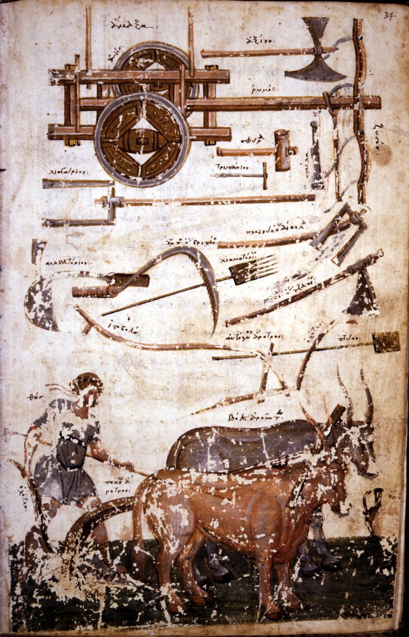 Tarlada çalışmak için aletler ve çiftçilik yapan bir adam - Hesiode