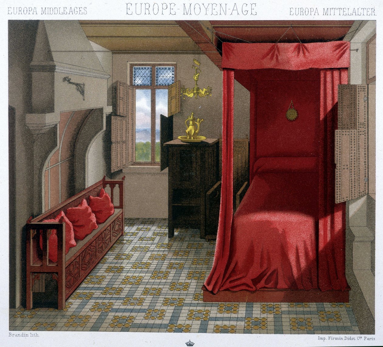 15. ve 16. yüzyılda bir evin içi. A. Racinet tarafından “Le kostüm tarihi by Unknown artist