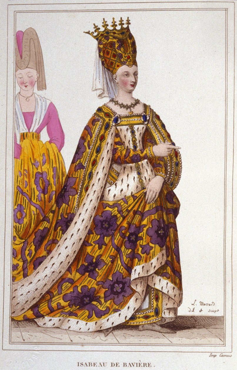 Bavyeralı Isabeau (Isabelle, Elisabeth) (1371-1435). Fransa Kraliçesi. 1830 gravürü. by Unknown artist