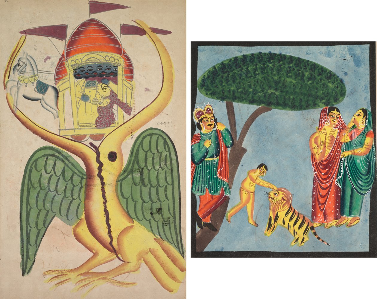 Jatayu, Sita'nın Kaçırılmasını Önlemeye Çalışarak Ravana'nın Arabasını Engeller by Unknown artist